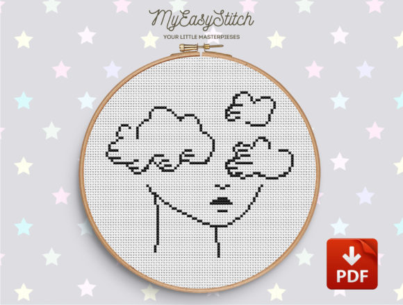 A Designer's Review of the Face Outline Clouds Cross Stitch Pattern