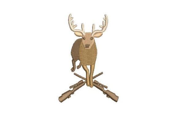 Jumping Deer with Crossed Hunting Gun