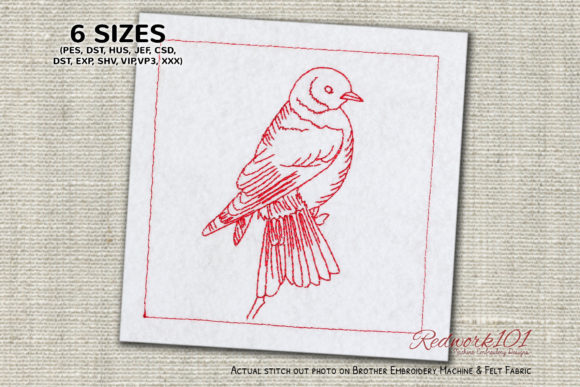 Mountain Bluebird Embroidery Design